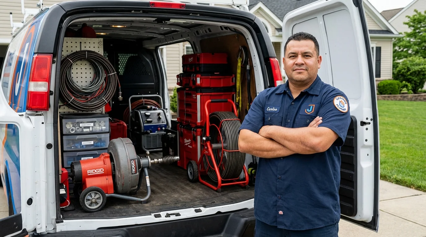 Professional drain cleaning equipment and Johns Plumbing LLC plumber in Chicago Ridge